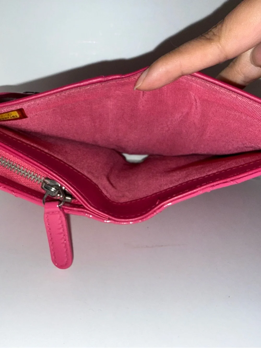 CHANEL Pink Quilted Patent Leather Wallet
